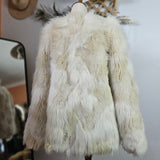 Vintage Cream Faux Fur Jacket – Silk Lined 8/10