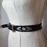 Vintage Black Leather Concho Belt