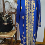Royal Blue & Gold Embroidered Vintage Robe Coat – Bohemian Queen Energy M/L