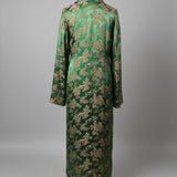 Vintage Emerald Green Asian Brocade Coat robe