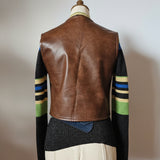 Vintage 70s  Leather Look Vest xs/s