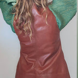 Vintage Brown Leather Vest – Small