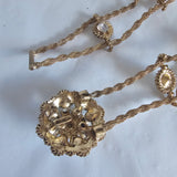 Vintage Gold rope chain belt with crystal flower centrerpiece