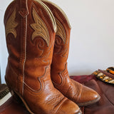Vintage Brown Leather Western Cowboy Boots – Size 37 (USA Made)