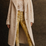 Vintage Champagne Brushed Mohair Long Coat – Made in England 10/12