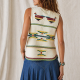 Vintage Handwoven Vest Native American bird Motifs M/L