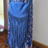 Cobalt Blue Suede Fringe Crossbody Bag