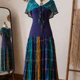 Vintage Boho Prairie Dress | Off Shoulder Cotton Stretch Dress | Size 10