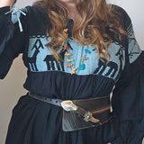 Vintage Mexican Cotton Dress – Handwoven Deer Detail