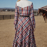 Vintage Western Plaid Prairie Dress – Long Sleeve – Size S/M