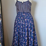 Vintage Adini Indian Cotton Floral Maxi Dress S