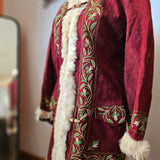 Vintage Afghan Fur-Lined Embroidered Coat – Burgundy / Brown – XS-S 8