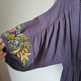 Chasing Unicorns 'Northern Skies' Embroidered Cotton Gauze Maxi Dress S /small faults