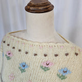 Embroidered fabric on a mannequin bust with floral patterns