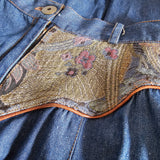 Vintage Stiletto Denim Maxi Skirt – Tapestry Detail 10