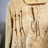 Vintage 1970s Suede Beaded Lace-Up Jacket – One of a Kind