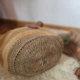 Vintage Woven Rattan Leather Tote Bag