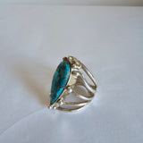 Vintage Sterling Silver Turquoise Ring with Golden Matrix – Stamped 925