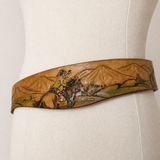 Handcrafted Painted Western Leather Belt 98cm long