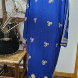 Royal Blue & Gold Embroidered Vintage Robe Coat – Bohemian Queen Energy M/L