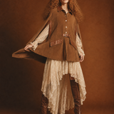 Vintage Tan Brown Suede & Leather Cape Poncho ONE SIZE