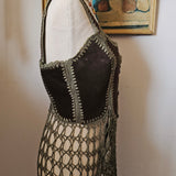 Vintage Suede & Crochet Mini Dress/top S