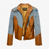 Vintage Vera Pelle Leather &amp; Denim Jacket | Size M