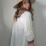 Vintage Mexican Cotton Embroidered Blouse M/L