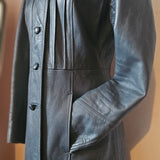 Vintage Leather Trench Coat  Dark Blue 8/10