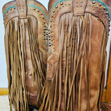 Corral Fringe Cowgirl Boots – Size 12 (Brand New in Box) missing a few tassels.