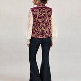 Vintage Turkish Velvet Embroidered Vest L