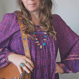Vintage Indian Cotton Dress – Purple & Mauve Boho Beauty small size 8 small 10
