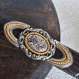 Vintage Brighton Leather Belt – Ornate Western Buckle S
