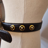 Vintage Escada Leather Belt – Tiger Head Medallions size 40