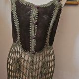 Vintage Suede & Crochet Mini Dress/top S