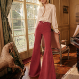 House of Skye Burgundy Corduroy Bell Flares — Size L