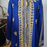 Royal Blue & Gold Embroidered Vintage Robe Coat – Bohemian Queen Energy M/L