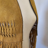 Vintage Genuine Suede Fringe Vest – Handwoven & Beaded | Size S