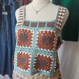 Hand crochet Granny Square top 10/12