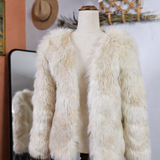 Vintage Cream Faux Fur Jacket – Silk Lined 8/10