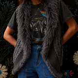 Ameise Mongolian Fur Trim Vest – Charcoal Grey