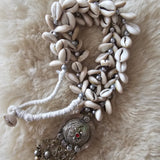 Vintage Cowrie Shell & Tribal Pendant Necklace