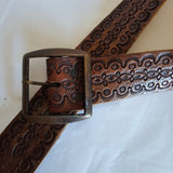 Vintage Tooled Leather Belt xs