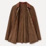 Vintage Tan Brown Suede & Leather Cape Poncho ONE SIZE