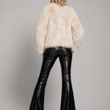 Vintage Cream Faux Fur Jacket – Silk Lined 8/10