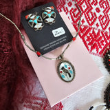 Vintage Sterling Silver Zuni Bird Inlay Necklace