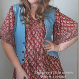 Tree of Life Block Print Dress – Easy Fit S–M-L