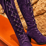 Purple Rain Lace-Up Knee-High Boots 8