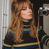 Retro Y2K Metallic Striped Stretch Turtleneck Sweater