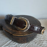 Vintage Brighton Leather Belt – Ornate Western Buckle S